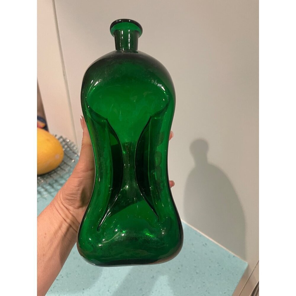 Vintage Bottle Vase Green Danish Decanter Decor Collectible